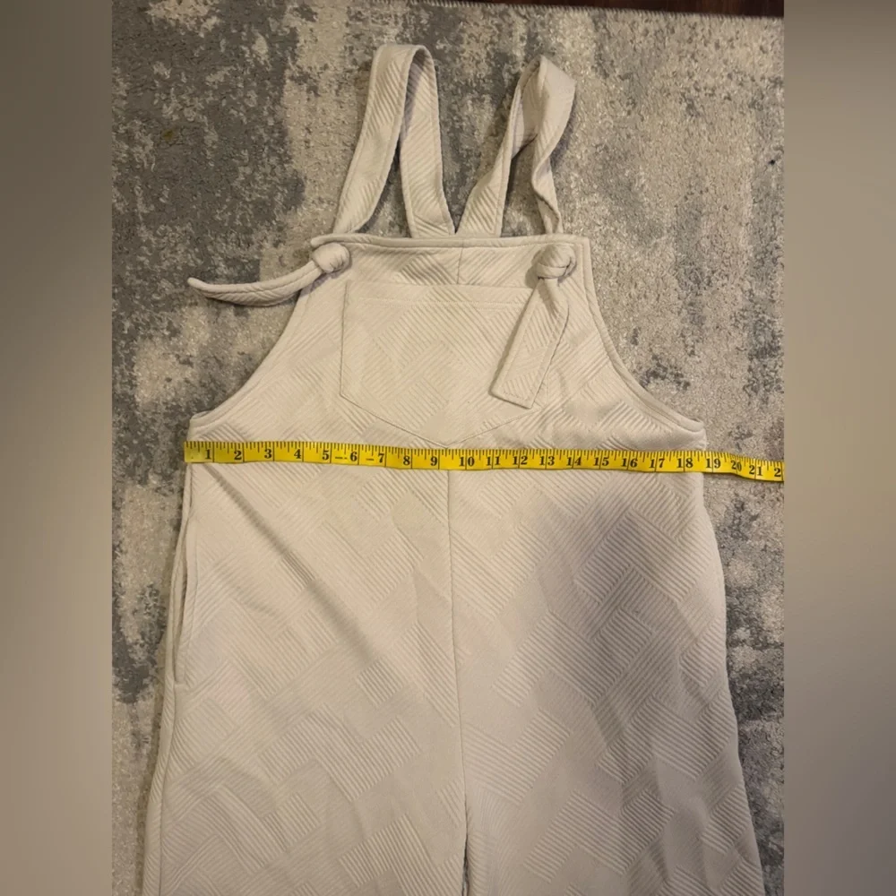 JODIFL Cream Textured Fabric Wide Leg Romper